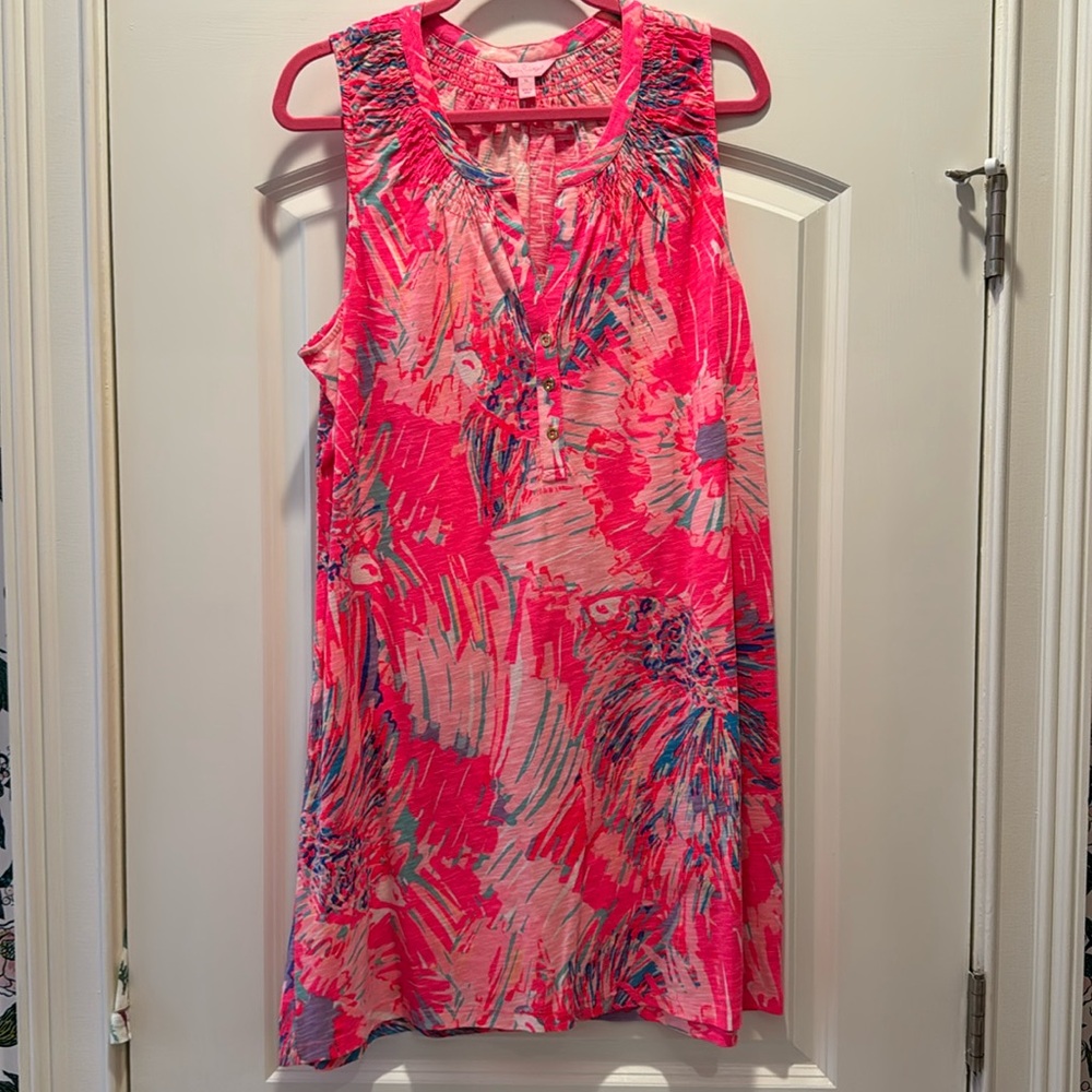 LILLY PULITZER Essie Smocked Button Shift Dress Never Been Betta Size XL NWot